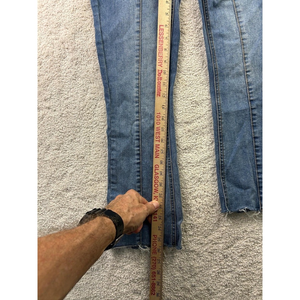 Sky and Sparrow Jeans Womens 1 Blue High Rise Straight Leg Raw Hem Vintage Style - Picture 6 of 12